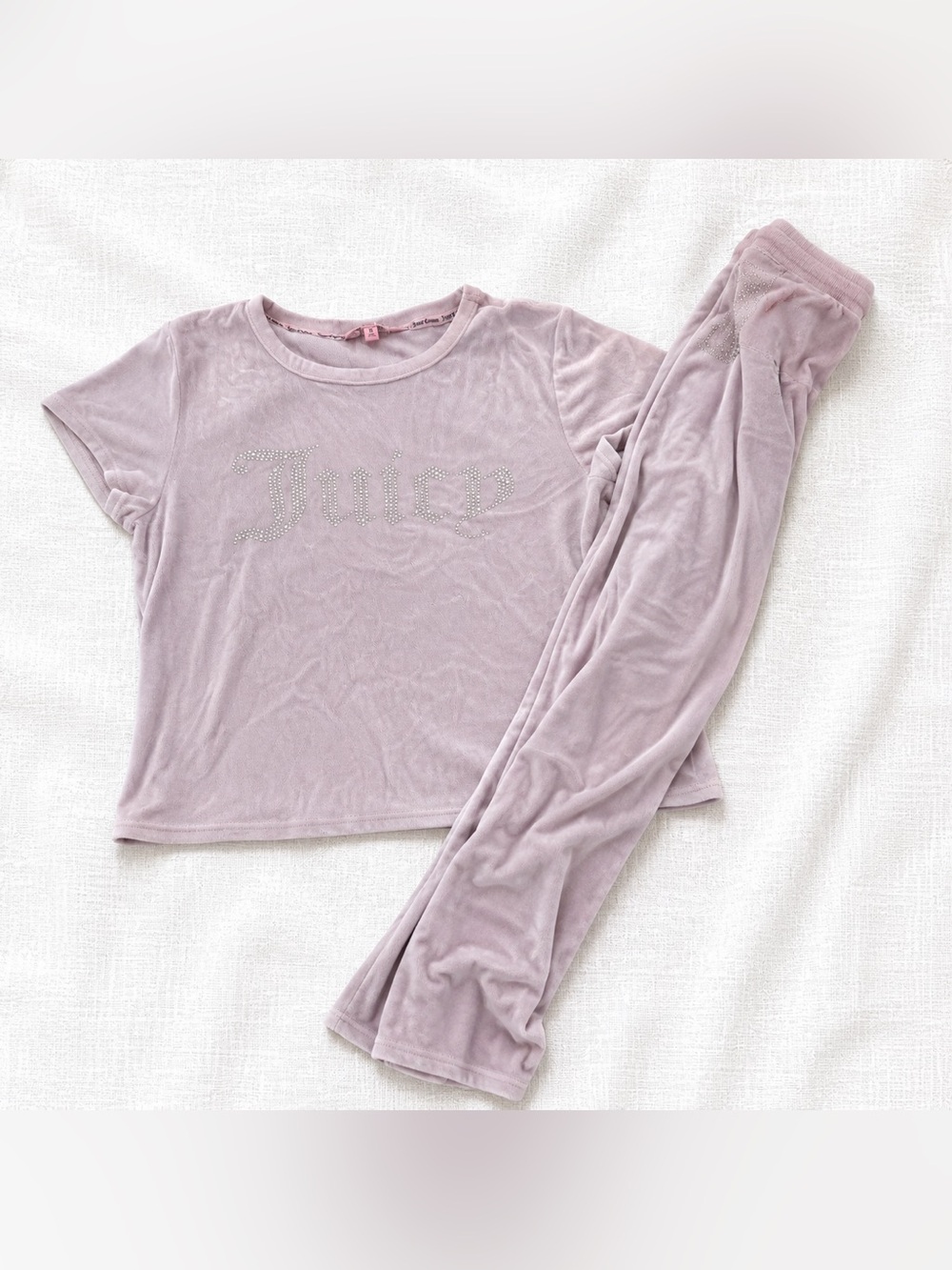 Juicy Couture Pale Lilac Velour Crystal Logo Pajama Set